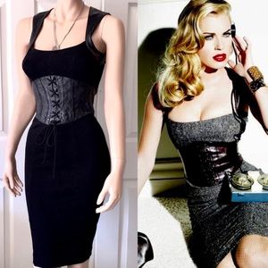 COPY - Bebe Black Corset Leather Dress